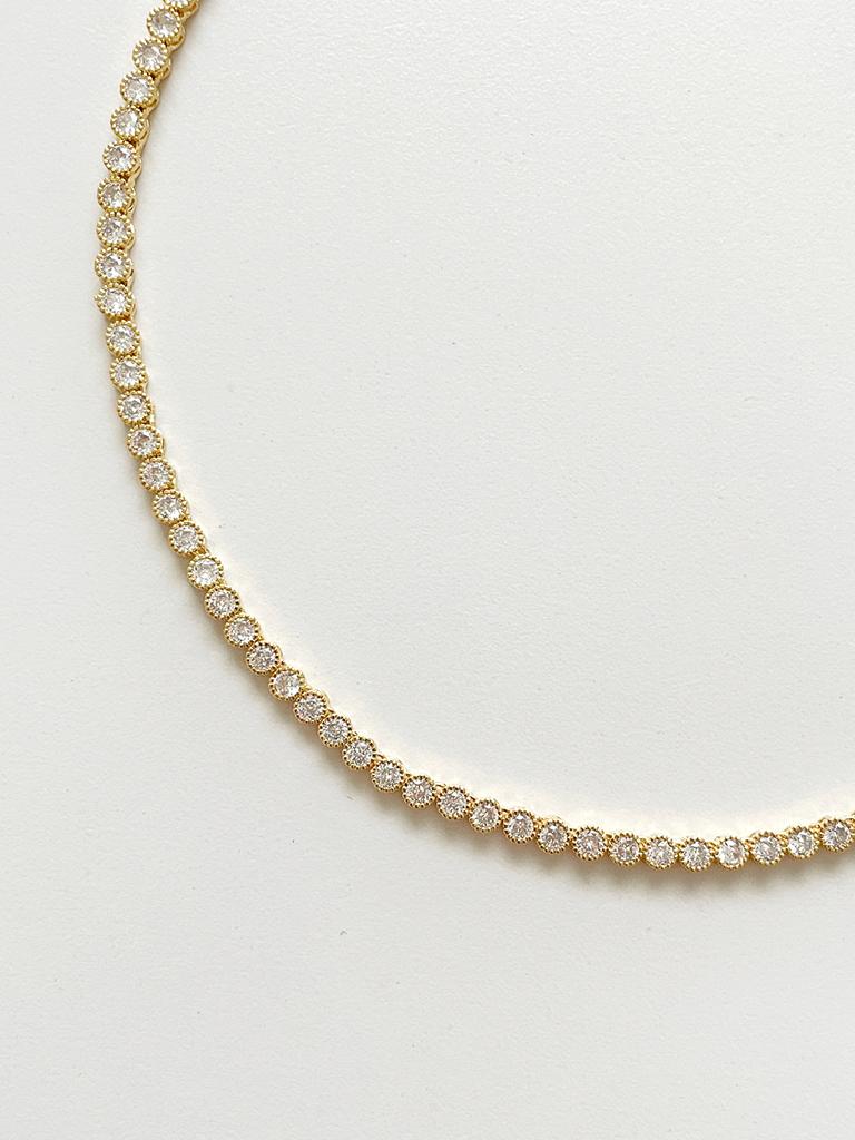 Elyona Round Setting Tennis Chain Necklace Cubic Zirconia (Gold/Silver) Daily Layering Luxury Style