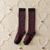 Harajuku Retro Karierte Damensocken Frühling Herbst Baumwolle Kniehohe Socken für Mädchen Damen Weich Atmungsaktiv Schlank Lange Röhrensocken Neu