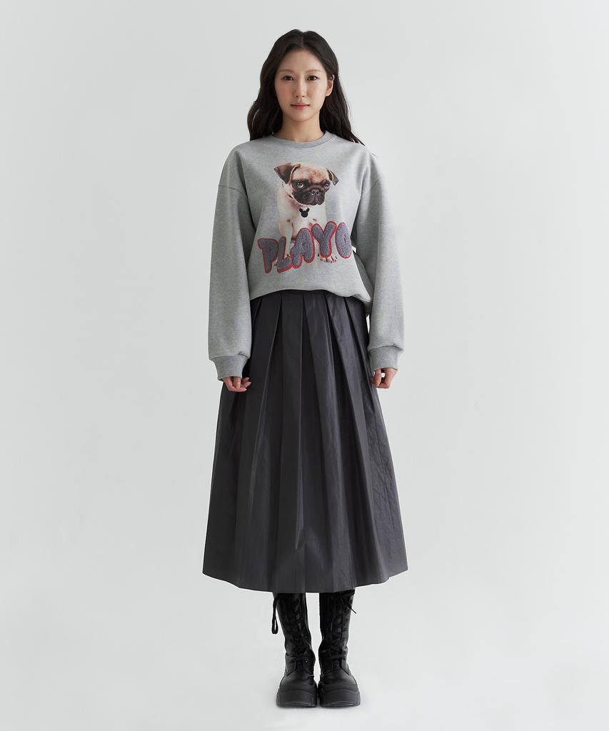 Peulleio Double Pleated Skirt _ Grey