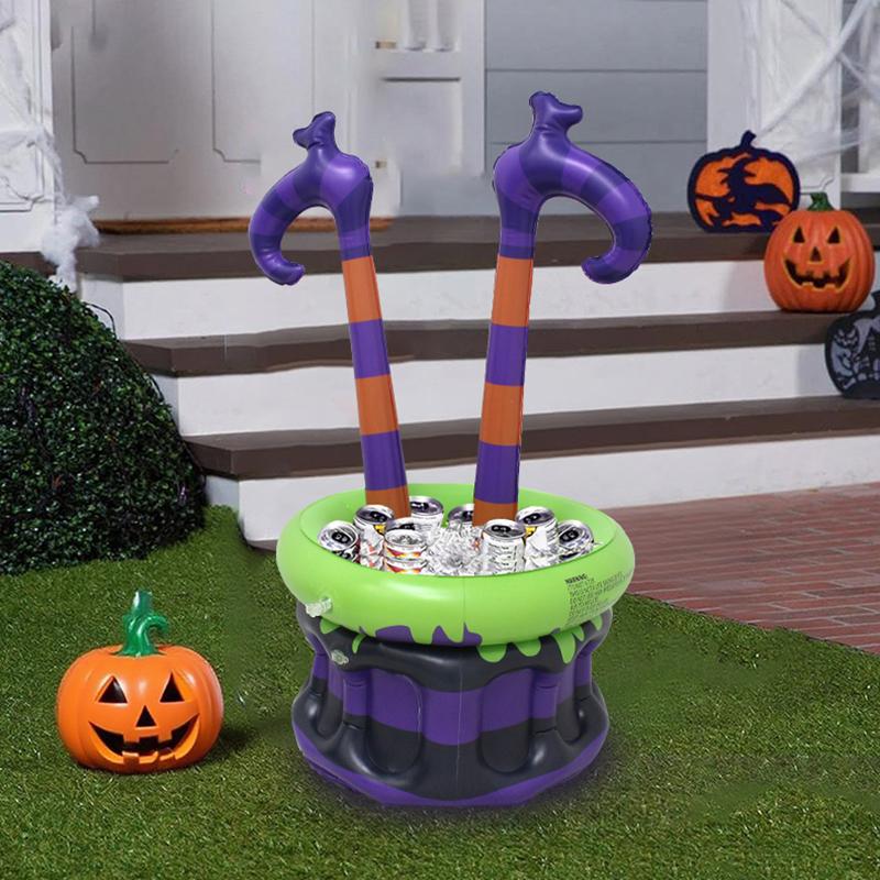 Halloween Pvc Inflatable Ice Bucket Beverage Beer Cooler Pool Outdoor Bbq Supplies Witch's Cauldron Ice Bucket Party Decor