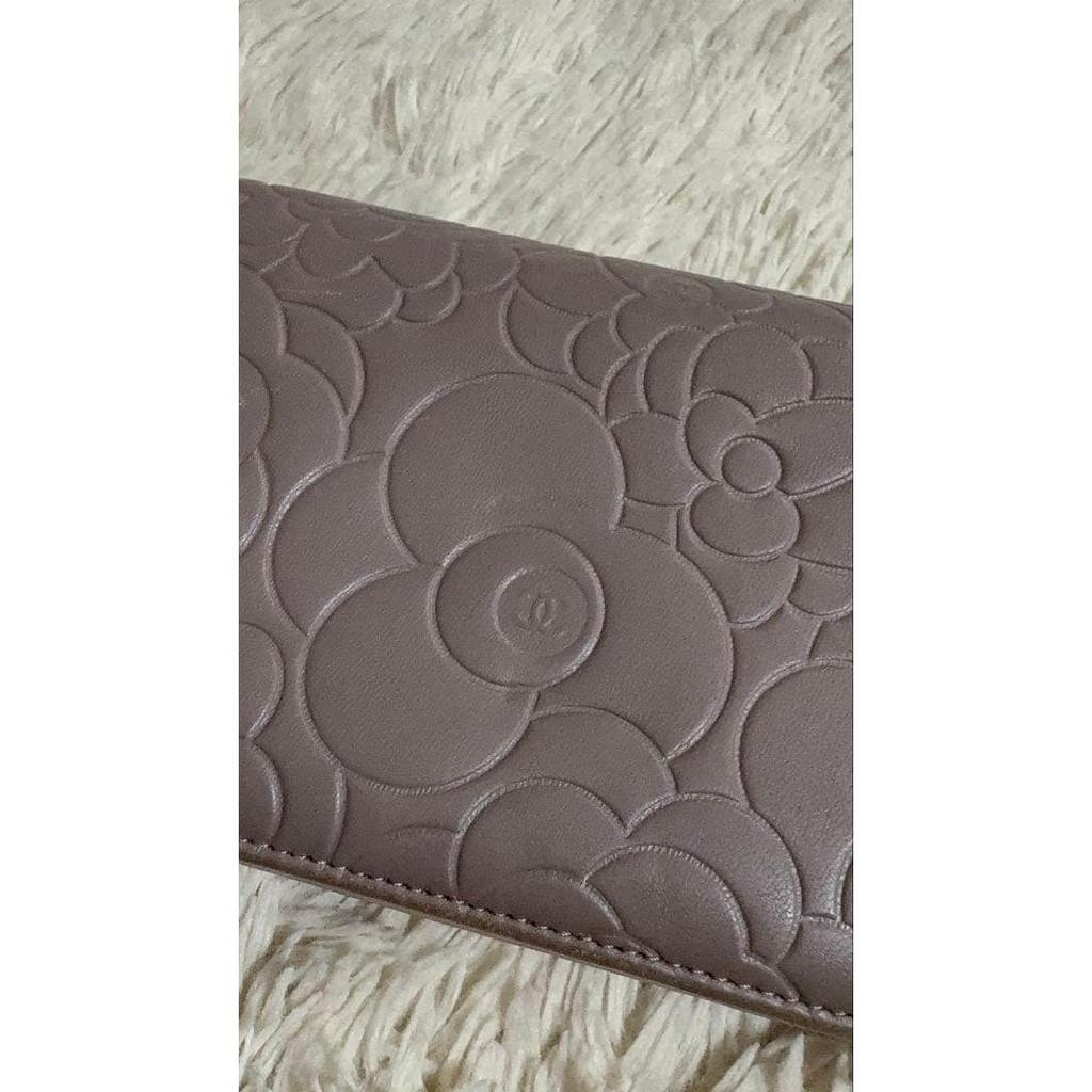 Used CHANEL Camellia Embossed Long Wallet