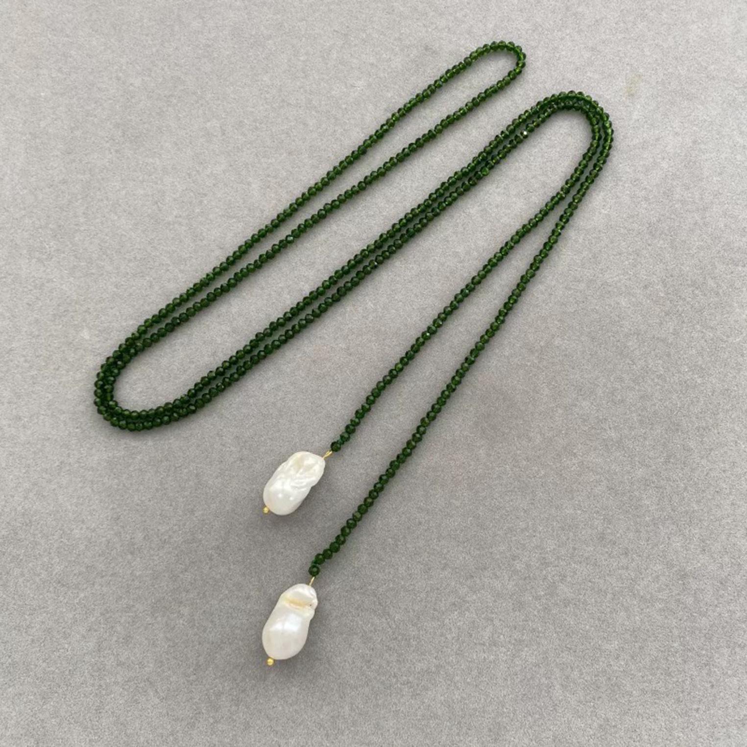 Natural Green Baroque Pearl Hand-made Fashion Beaded Baroque Necklace Pendant Multi-Wear Long Sweater Chain