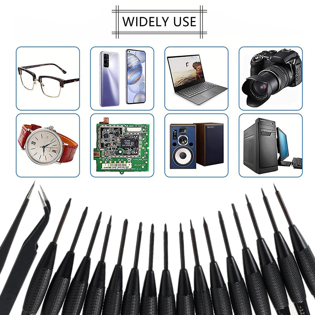 18Pcs Magnetic Screwdriver Set 0.8-3mm Micro Cross Screwdriver Kit Metric Pentagonal Torx Flat Head Screwdriver with Tweezers