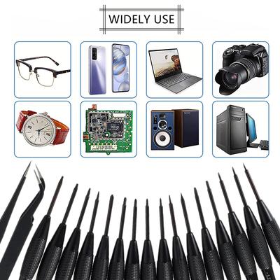 18-delige Magnetische Schroevendraaierset 0,8-3 mm Micro Kruiskopschroevendraaierset Metrische Vijfhoekige Torx Platte Kop Schroevendraaiers met Pincet