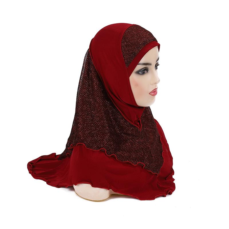 

H076 Adults or big girls medium size 70*60cm pray hijab muslim hijab scarf islamic headscarf hat amira pull on headwrap малиновый