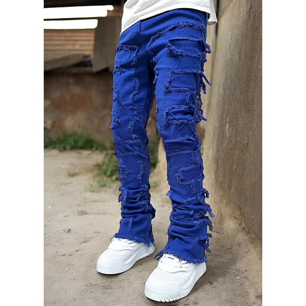 Men's 2025 Retro High Street Loose Straight-Leg Patch Applique Jeans