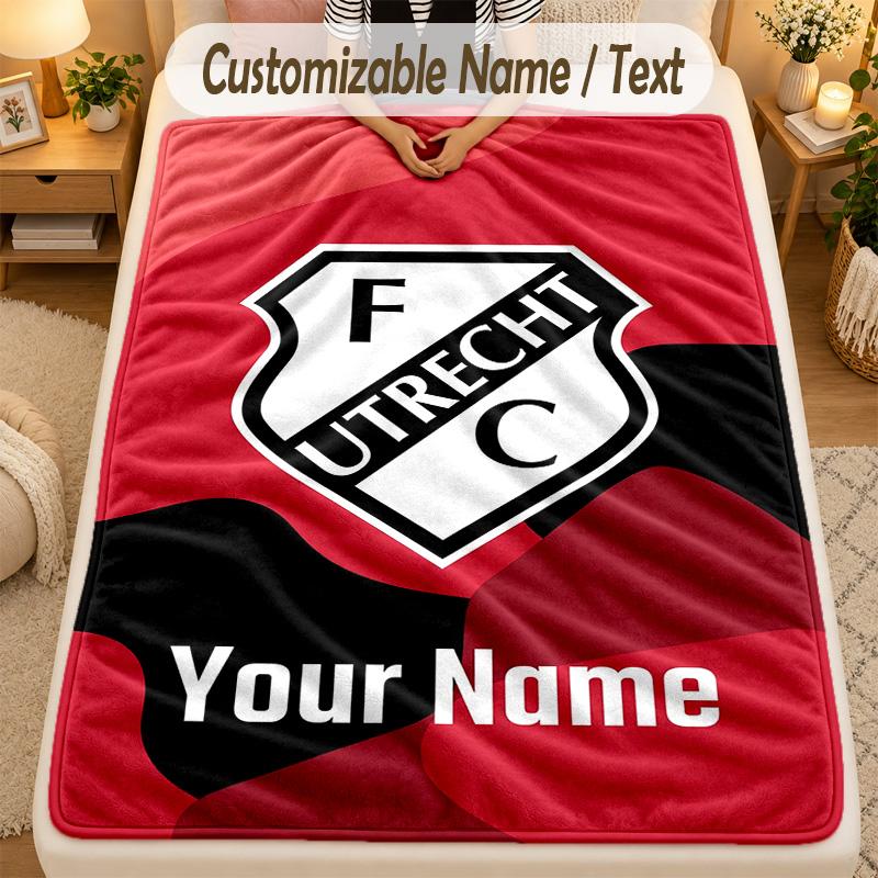 Flannel BlanketFC Utrecht Custom Name Text Personalized Soft Warm Throw Blanket Home Decor Gift