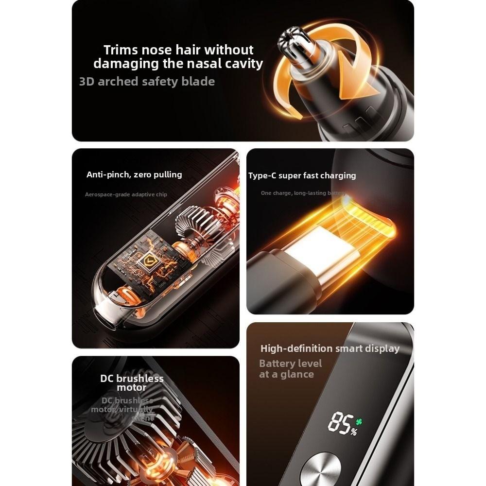 Rotary Cutter Head Ear Face Clean Trimmer LED Digital Display Eyebrow Trimmer  Household