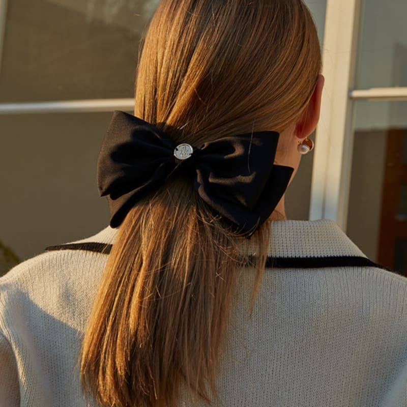 ANOETIC ANC SATIN RIBBON HAIRPIN_BLACK