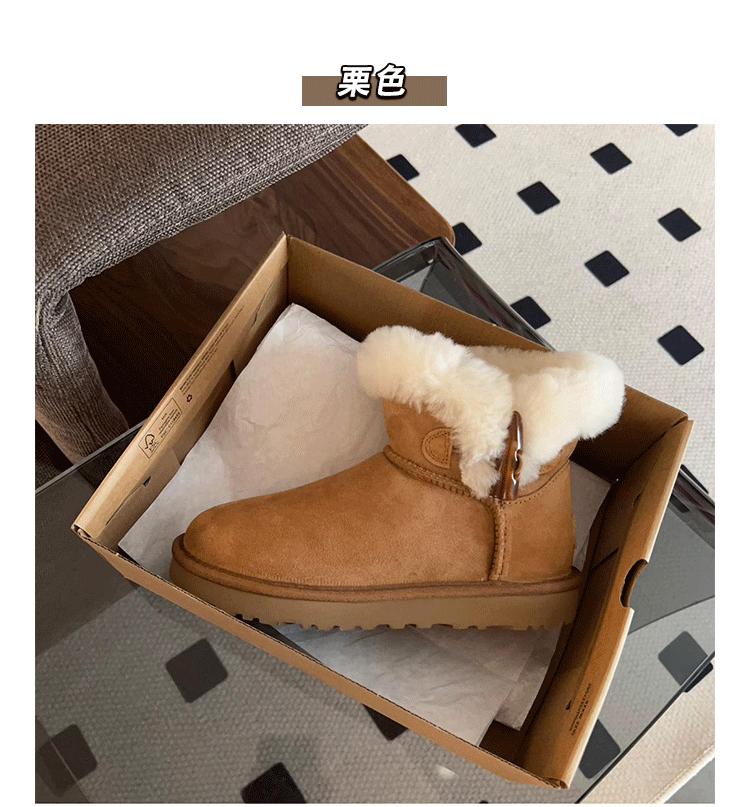 Snow Boots Women's 2025 New Winter Integrated High-heeled Horn Buckle Short Boots Cotton Shoes Non-slip Warm Thickened