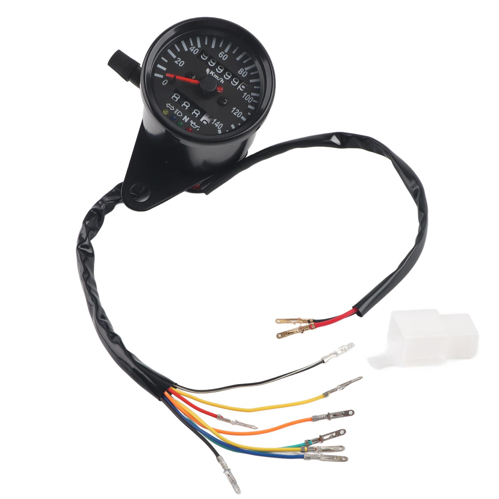 Motorcycle Odometer LED Backlight 12V Dual Display Shockproof Metal meter Kit for Sports Motorcycles Black 9.7mm 11mm