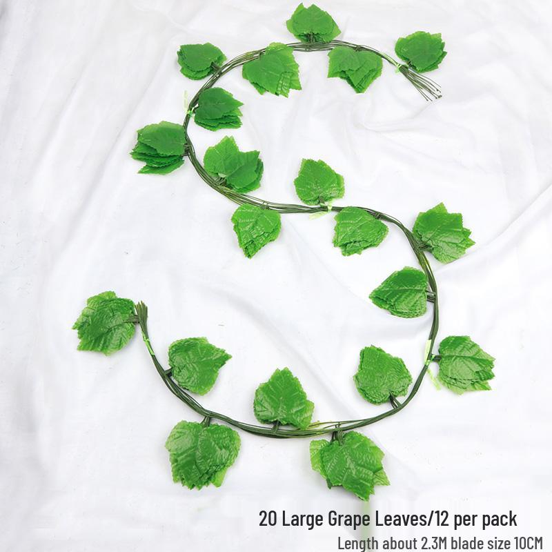 Rattan Faux Green Leaves & Vines - Decorative Plastic Flower Vines for Water Pipes & Air Conditioning Cover