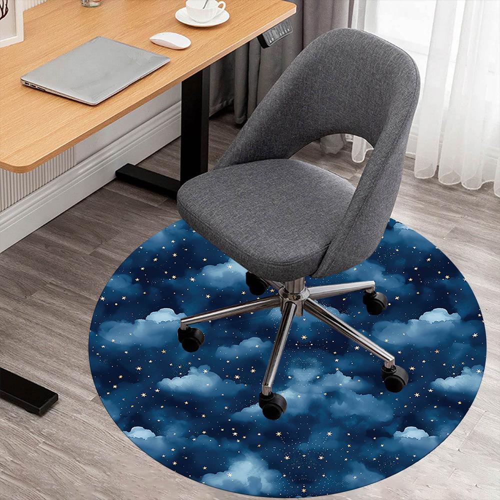 

1pc night sky stars Round Chair mat Area Rug - Non-Slip, Floor Mat for Office, Bedroom, and Indoor Decor -1002091 80cm by 80cm