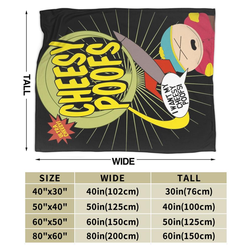 Super Soft Southpark Cheesy Poofs Throw Blanket Premium Flannel Fleece Lightweight Bed Blanket Warm Plush Blankets All Season