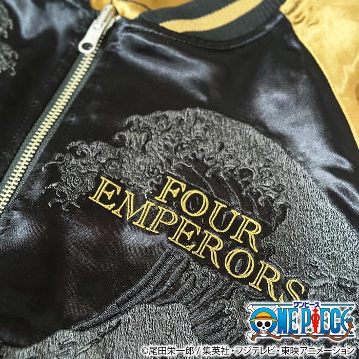 Karakuri Damashii ONE PIECE Kolaborace Japonský Vzor Sukajan Plně Vyšívaná Oboustranná Suvenýrová Bunda Yonko Černovous Teach Shanks Zrzavé Vlasy