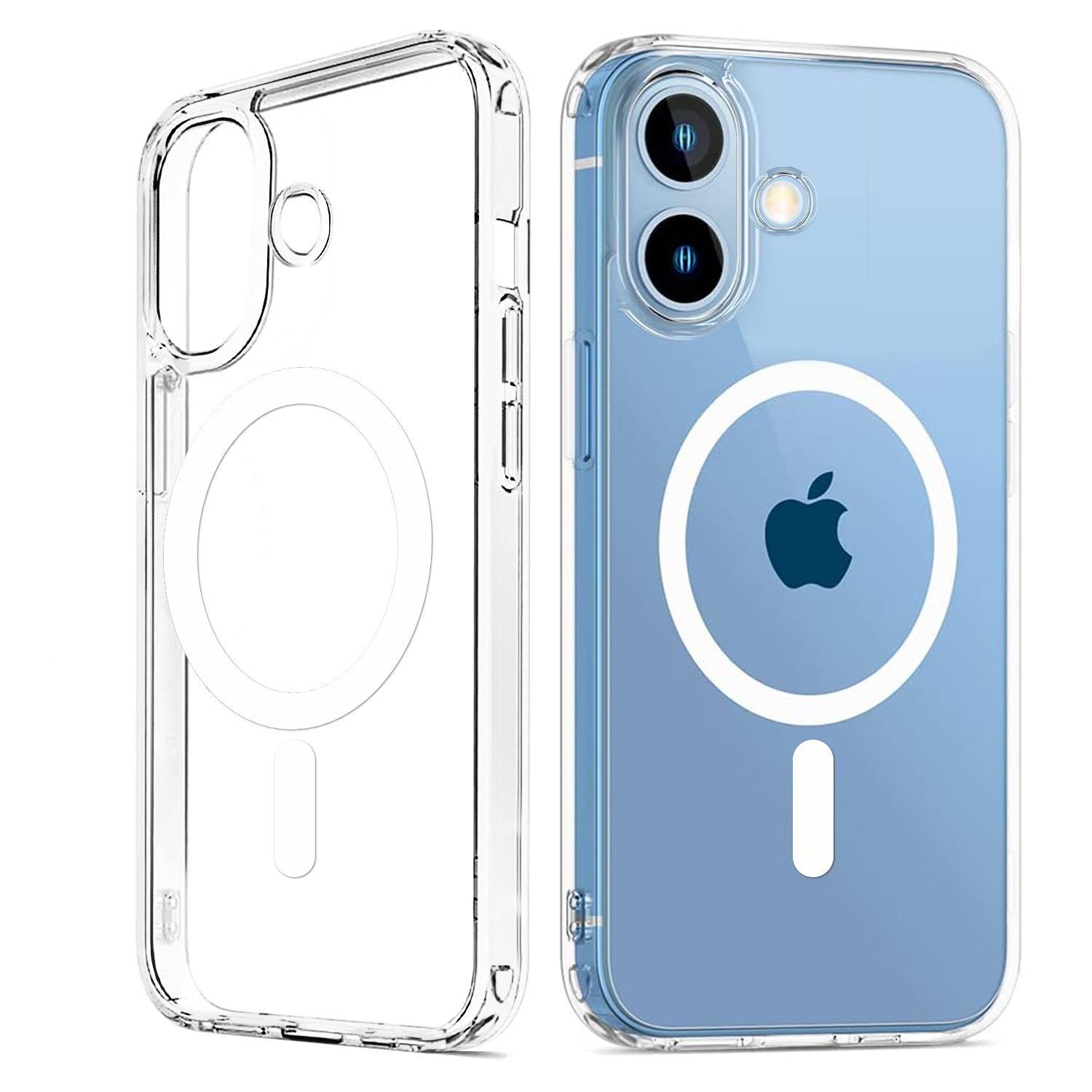 

Transparent Magnetic Phone Case For iPhone 16 15 14 13 12 11 Pro Max Plus Wireless Charging Protective Cover Shell for Magsafe For iPhone 13