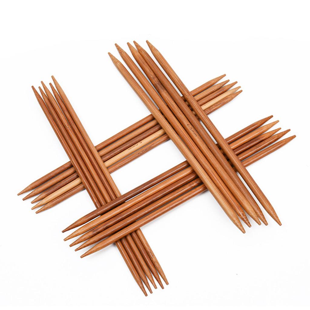 5ks 20cm Bambusové Pletací Jehly Háčky na Háčkování Dvoušpičaté Karbonizované Bambusové Jehly Svetr Pletení Řemeslo 13 Velikostí Nástroj