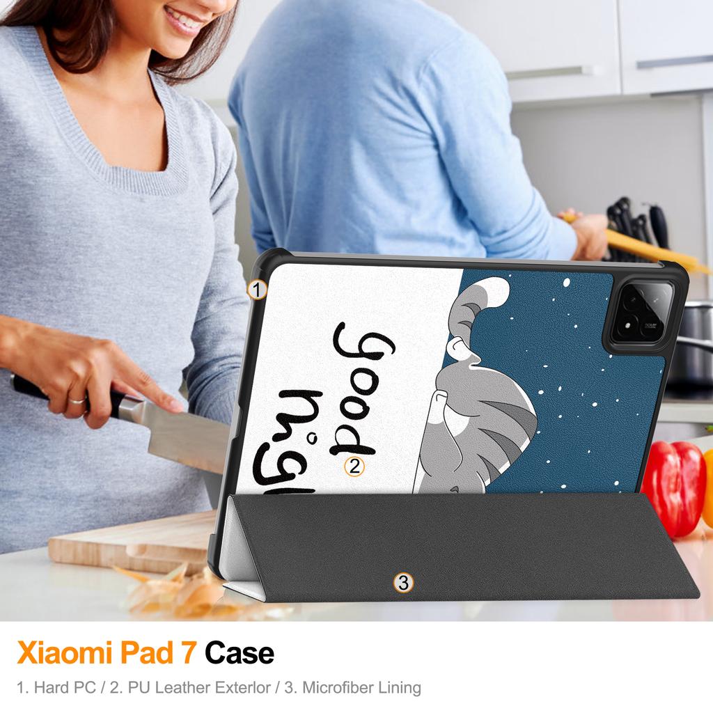Etui na Xiaomi Pad 7 Pro/Pad 7 Wzór Drukowany Skórzany Stojak Pokrowiec na Tablet