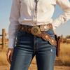 Metal Hollow Out Belts Y2K Ethnic Style Waistband Casual Western Style Cowboy Belts  Women