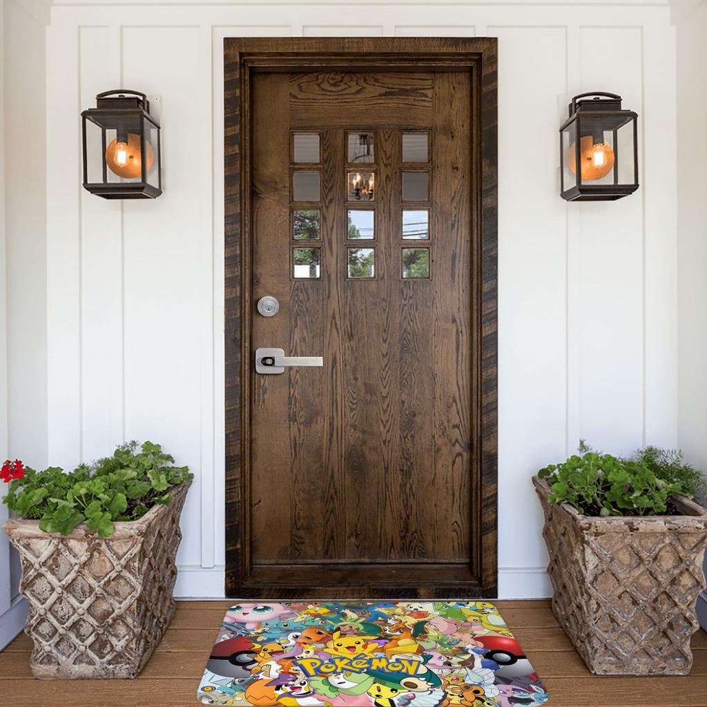 P-Pokemon Pikachus Doormat Non-Slip Entrance Kitchen Bath Floor Door Mats Toilet Rug Carpet Footpad