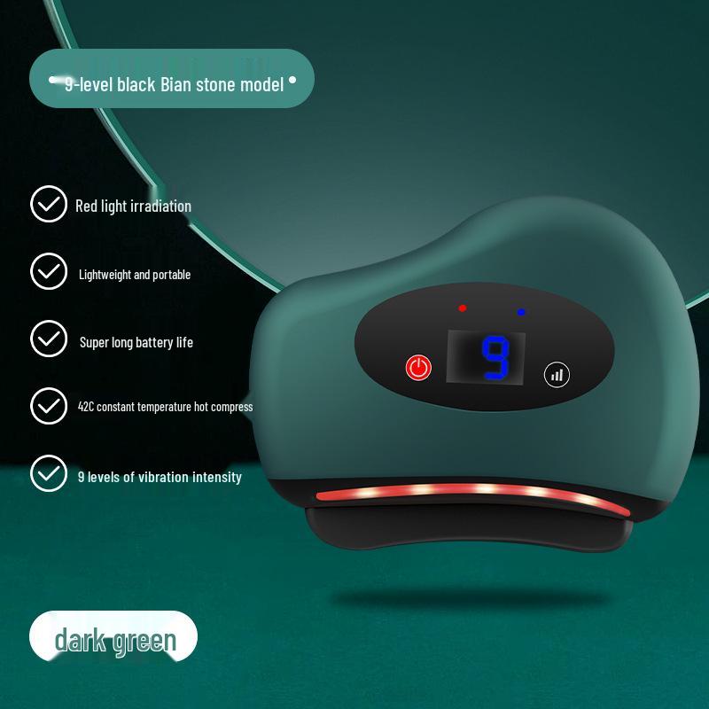 Smart Jade Facial Guasha Tool: Wireless Vibration & Heat Meridian Massager.