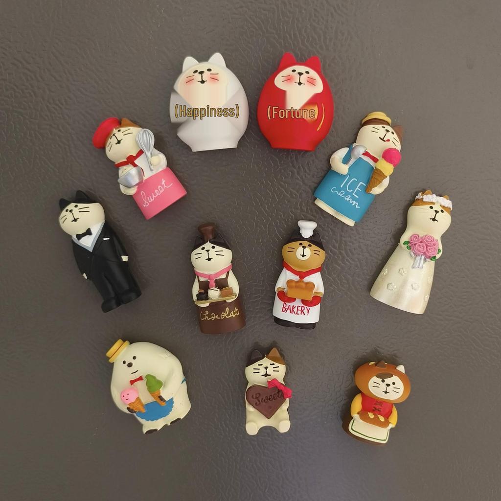 Japanese Cat Bread & Coffee Shop Resin Fridge Magnets – Cute Miniature Decor & Gift