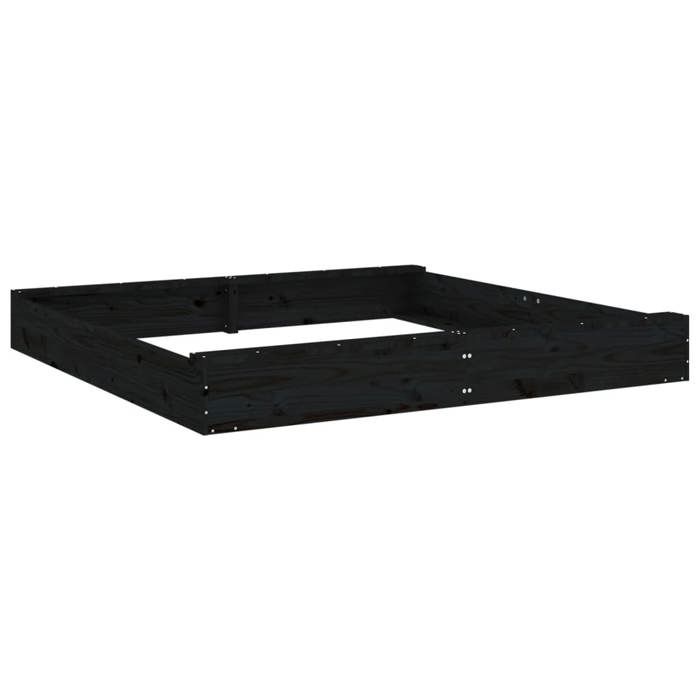 VidaXL Bac à Sable avec Sièges, Jeu de Sable pour Enfants, Aire de Jeux pour Tout-petits Jardin Extérieur, Noir Carré Bois 825041