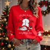 Women's Casual Christmas Print Long Sleeve Neck Pullover Top for Holiday Parties