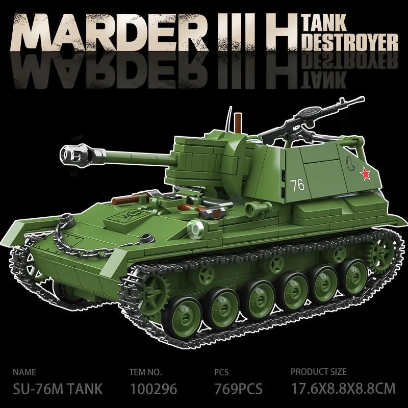 The Soviet SU-76M Tank Destroyer Is a Self-propelled Artillery Building Block Boy World War II Military Tracked Vehicle