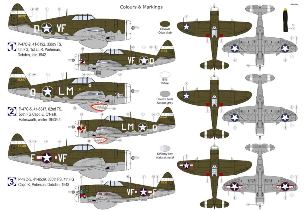 KP Model Scale Thunderbolt with Ferry Tank Plastic Model Kit KPM0515 1/72 P-47C-2/5 (Airplane)