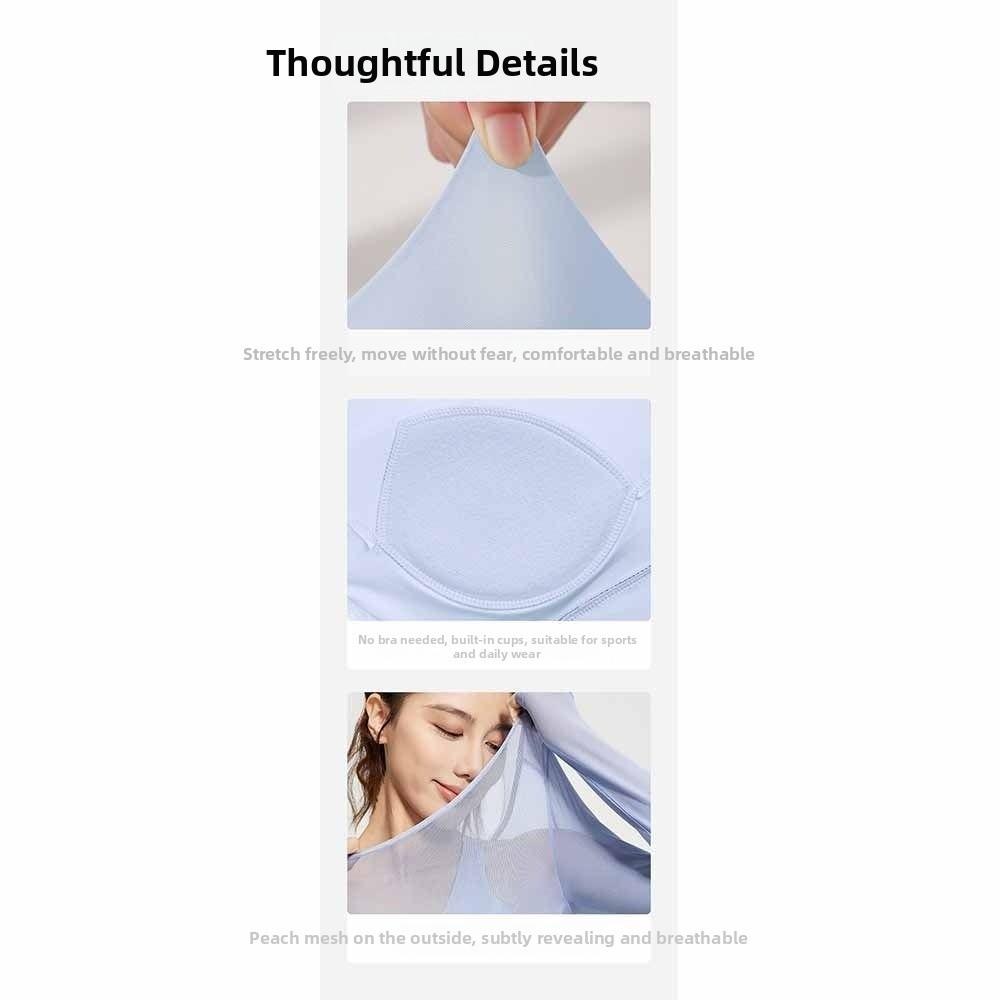 Mesh Splicing Yoga Shirts Long Sleeved Women Sports Top Fitness Yoga Top  Fitness Clothes