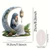 2D Flat Acrylic Moon Desk Ornament Acrylic Novelty with Base Display Artwork for Cafe Gift Spring Festival Drawing Room Dorm