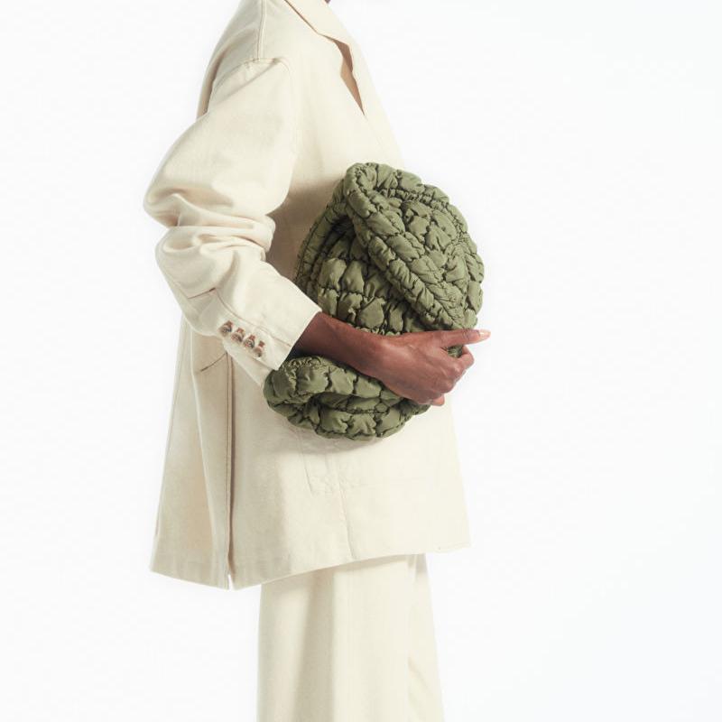New COS Recycled Polyester One Shoulder Handbag Mini Women's Khaki Green 973537049