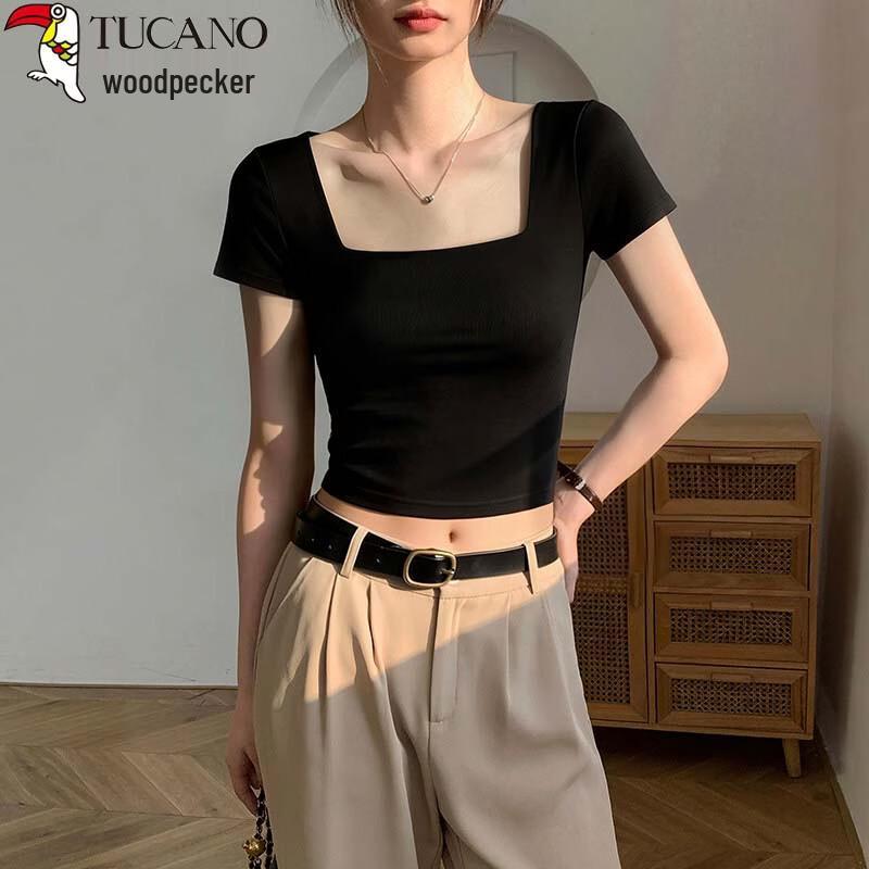 Woodpecker Women s Square Neck Crop T-Shirt XL