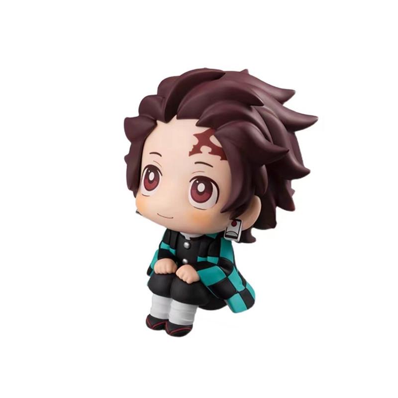 Q Version Naruto & Kakashi Sitting Pose Figurines, Demon Slayer Nezuko & Tanjiro Dolls and Ornaments.