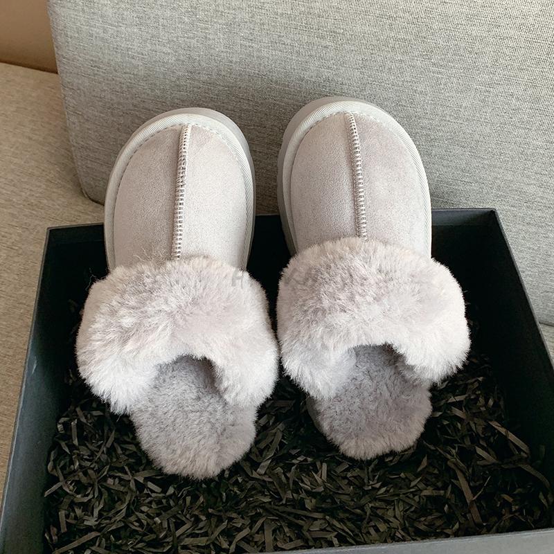 Fashion Fur Slippers Women Winter Plush Sandals  Luxury Slip on Platform Slides Female Thick Sole Designer Cotton Home Shoes