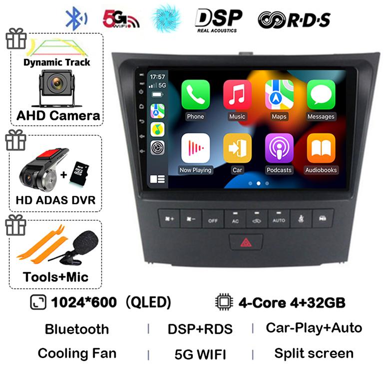 Android 14 Carplay For Lexus GS300 S190 GS350 GS400 GS430 GS450h GS460 GS 300 III 3 350 2004-2011 Car Radio Multimedia Stereo 4G
