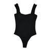 Women's One Piece Swimsuit Solid Color Ruffled Shoulder Straps Padded Chest Soft Fabric Wire-Free Beachwear Bathing Suit