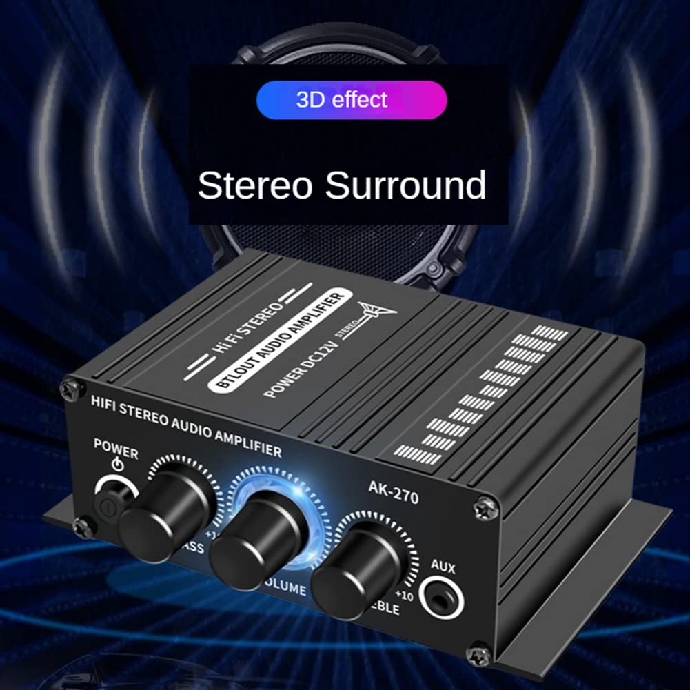 Xsdjasd 270 12V Mini HIFI Leistungsverstärker Audio Heim Auto Heimkino Verstärker Verstärker AUX Eingang -270 2-Kanal USB/SD