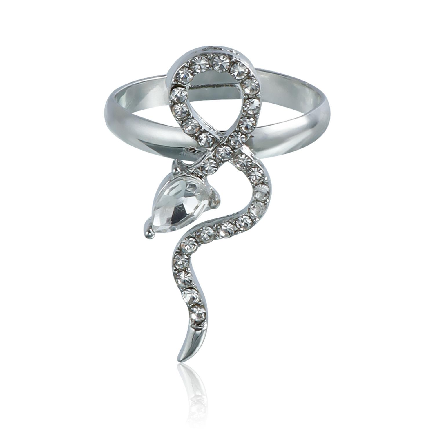 

European and American fashion personality snake rhinestone ring retro temperament cold wind foreign trade ring ring ring