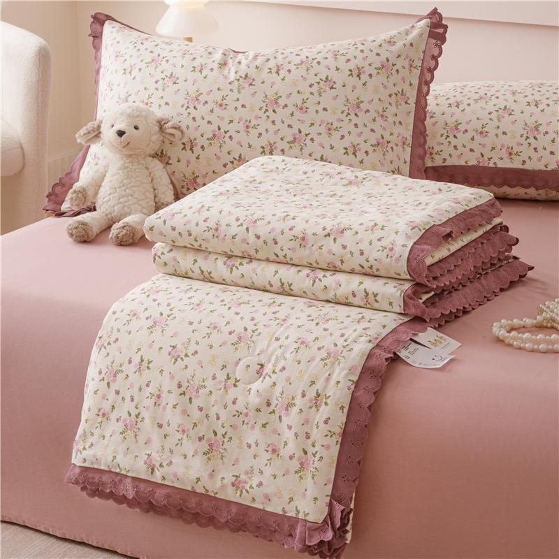 Summer Quilt French Style Comforter Quilt Flora Lace Household Machine Washable Suitable Cool And Refreshing  Blanket