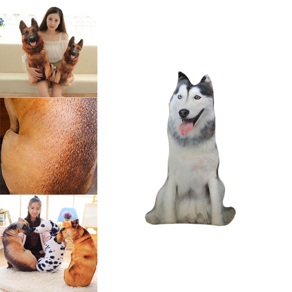 Creative 3d Simulation Dog Pillow, Plush Toy Dog Stuffed Animal For Kids, Short Plush Fabric, Pp Cotton Filling, Various Sizes And Colors