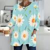 Plus Size Ladies V Neck Long Sleeve Blouse Soft Loose Tops For Daily Shopping And Indoor Relaxation