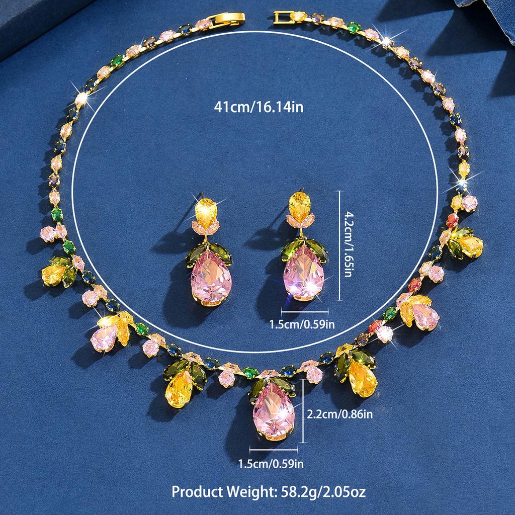 French retro elegant dinner necklace earrings two-piece set bride wedding dress evening gown versatile accessories