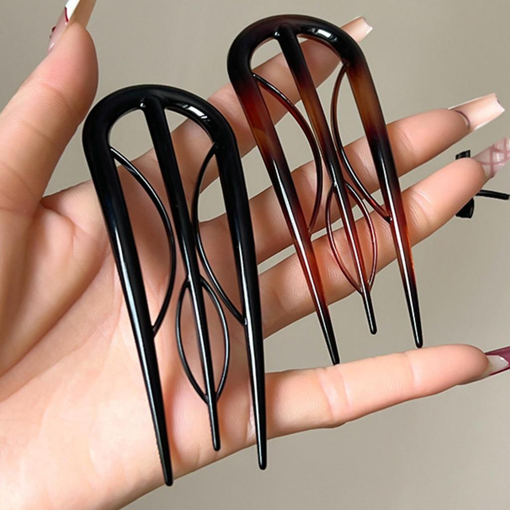 Vintage Design Hair Bun U-Shaped Hair Sticks Tortoiseshell Hair Clip Hairpins For Woman Meatball Head Hair Fork Hair Accessories