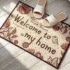 40x60cm Cotton Linen Door Mat Decorative Floor Carpet Anti-Slip Doormat Welcome To My Home Birds Printed Dotted Hallway Rug