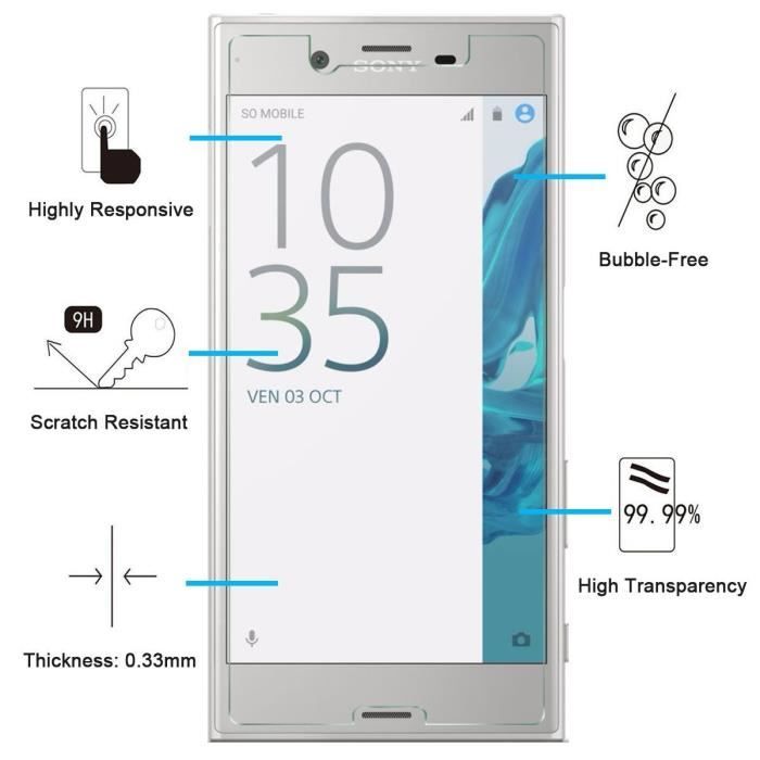 SONY XPERIA XZ Tempered Glass - Ultra Resistant Screen Protector Glass Film [Phonillico®]