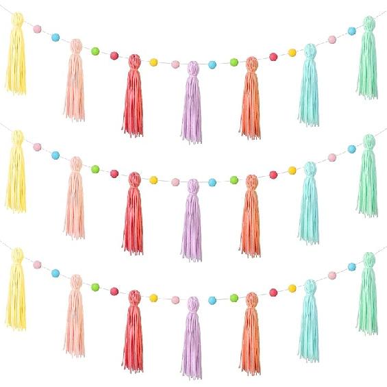 

Разноцветная бохо гирлянда с кисточками, радужные помпоны, каждая 50 дюймов, красочное украшение для класса, бохо баннер для детской, настенный декор для детской, фон для детского праздника Rainbow Colors