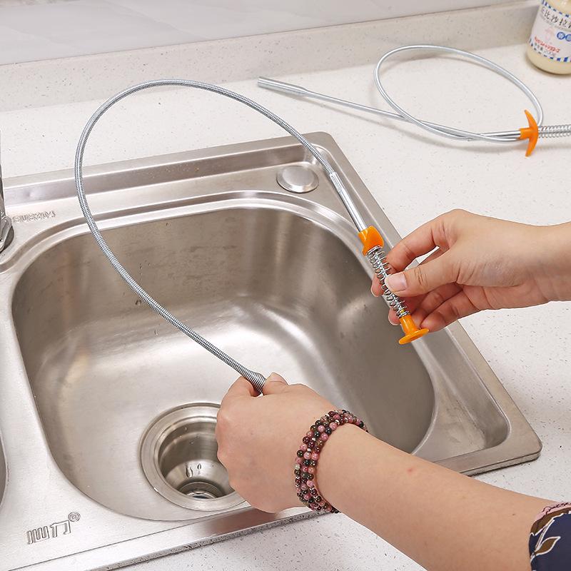 Flexible Hand Press Drain Cleaner Claw Grabber Pick Up Tool for Sewer Clog Remover
