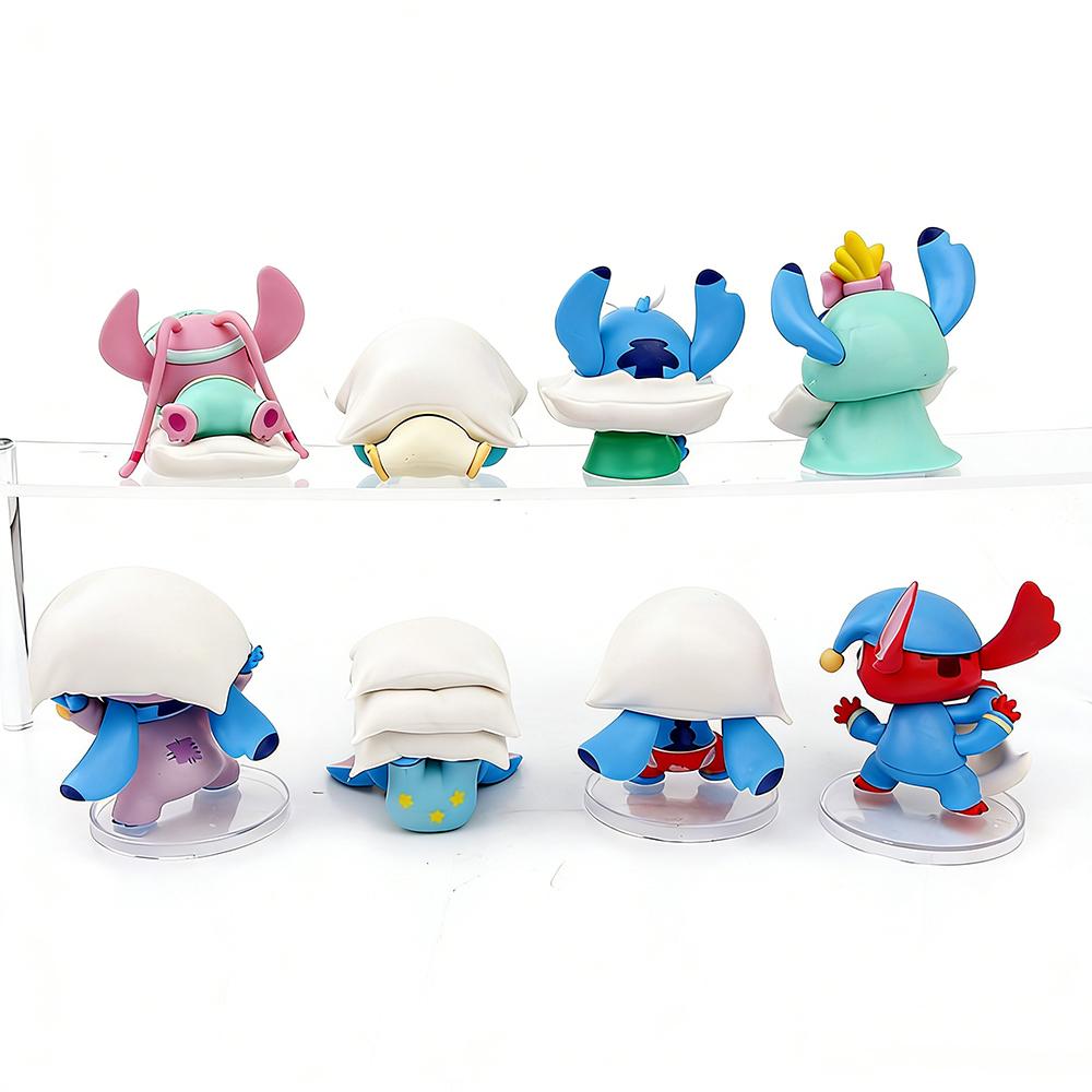 8Pcs/Set Latest Cartoon Anime Stitch Angel Action Figure Model Desktop Ornament Collection Birth Date Cake Decoration Children Playthings
